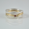 Ringset Minimalistic Trio Silber-Gold333 Gold -Rubin