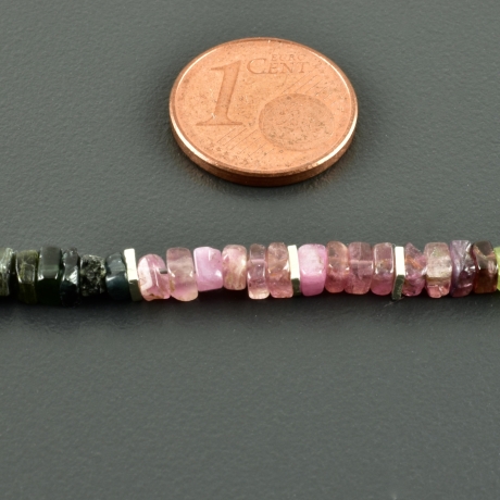 Feine Turmalinkette bunt 925er Silber quadratisch edel Geschenk