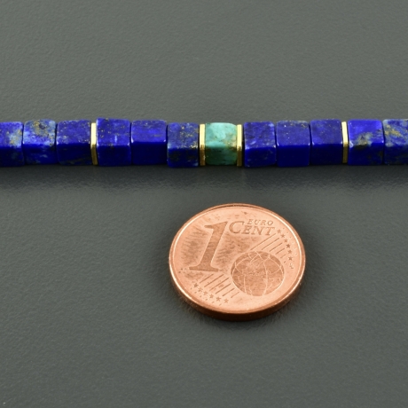 Lapislazuli-Türkis-Kette vergoldetes Silber eckig Edelsteine