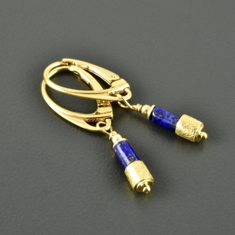 Zarte Ohrringe Lapislazuli 925er Silber dunkelblau minimalistisch