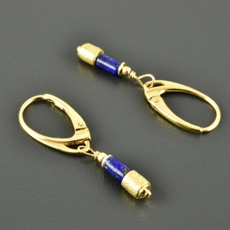 Zarte Ohrringe Lapislazuli 925er Silber dunkelblau minimalistisch