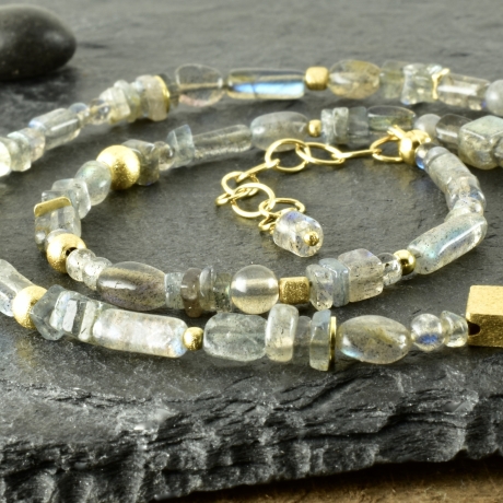 Labradoritkette wird zart verg. 925er Silber Geschenk Hochzeit