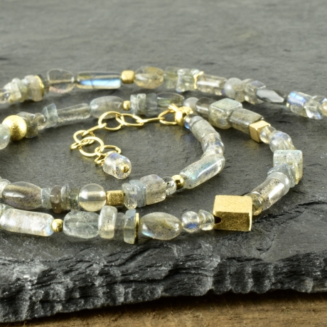 Labradoritkette wird zart verg. 925er Silber Geschenk Hochzeit