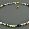 Bunte Edelsteinkette verg. 925er Silber zarte Halskette Geschenk 