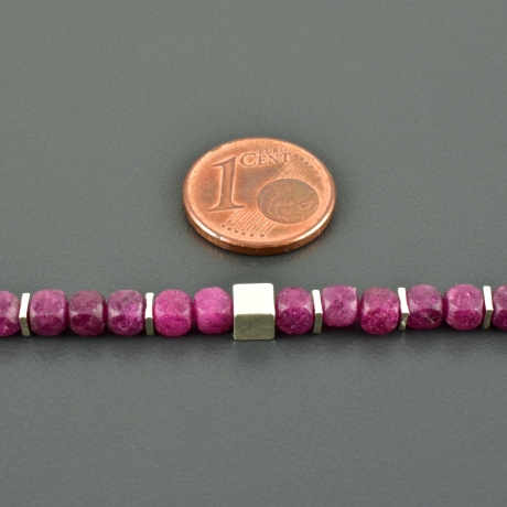 Rubin-Würfel-Kette 925er Silber zart Würfel Rubinhochzeit