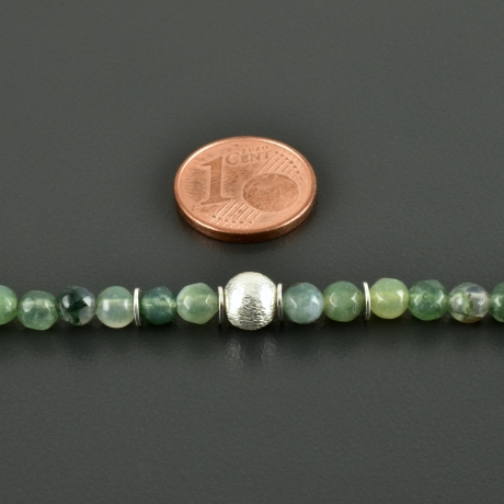Moosachatkette grün 925er Silber zart Edelsteine Geschenk Perlen
