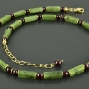 Kette grüne Jade Granat vergoldetes Silber Geschenk Rechteckig