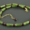 Kette grüne Jade Granat vergoldetes Silber Geschenk Rechteckig