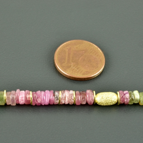 Turmalincollier Kette vergoldet 925er Silber bunt facettiert