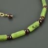 Kette grüne Jade Granat vergoldetes Silber Geschenk Rechteckig