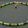 Kette grüne Jade Granat vergoldetes Silber Geschenk Rechteckig
