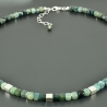 Moosachatkette Würfel 925er Silber grüne Edelsteinkette Geschenk