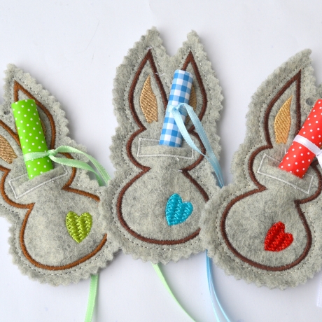 ITH Stickdatei kleiner Hase für Wünsche und Geldgeschenke