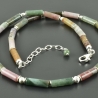 Edelsteinkette indischer Achat grün rosa 925er Silber Röhrchen