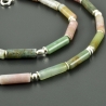 Edelsteinkette indischer Achat grün rosa 925er Silber Röhrchen