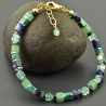 Armband Armkettchen Edelsteine Würfel blau grün vergoldet