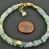 Aquamarinarmband vergoldetes 925er Silber viereckig hellblau zart