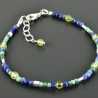 Zartes Würfelarmband, Chrysokoll, Sodalith, Peridot 925er Silber 