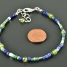 Zartes Würfelarmband, Chrysokoll, Sodalith, Peridot 925er Silber 
