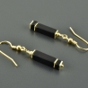 Ohrringe Onyx matt-schwarz vergoldetes Silber eckige Ohrhänger