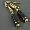 Ohrringe Onyx matt-schwarz vergoldetes Silber eckige Ohrhänger