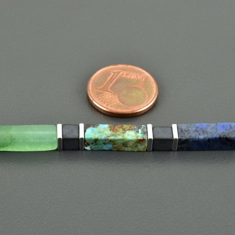 Kette Rechtecke Würfel Aventurin Dumortierit Jade Türkis Onyx
