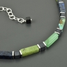 Kette Rechtecke Würfel Aventurin Dumortierit Jade Türkis Onyx
