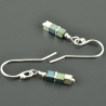 Minimalistische Hängeohrringe Hämatit 925er Silber Würfelschmuck