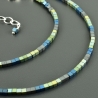 Halskette zarte Hämatitwürfel grün blau minimalistisch Geschenk