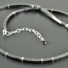 Hämatitkette mit 925er Silber, eckig Männerschmuck anthrazit