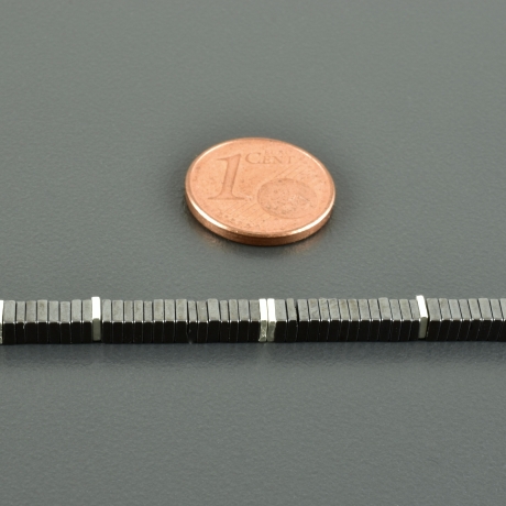 Hämatitkette mit 925er Silber, eckig Männerschmuck anthrazit