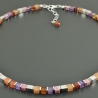 Edelstein-Würfel-Kette Amethyst Thulit Karneol Aventurin rosa rot