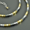 Hämatitkette Würfel gold-silberfarbend minimalistisch edel zart