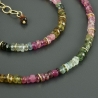 Zarte Turmalinkette bunt multicolor facettierte Linsen vergoldet