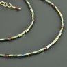 Zarte Kette Hämatit Granat Würfel verg.Silber Edelsteine Geschenk