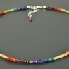 Regenbogenkette bunt Würfel Edelstein eckig zart Turmalin Granat 