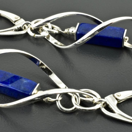 Ohrringe   Lapislazuli in Spirale , 925er Silber