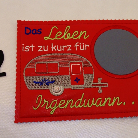 MugRug Wohnwagen Camping Untersetzer Geschenk  Deko Kunstleder