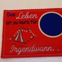 MugRug Zelt Camping Untersetzer Geschenk  Deko Kunstleder