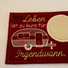 MugRug Wohnwagen Freizeit Camping  Geschenk Deko Kunstfilz/leder