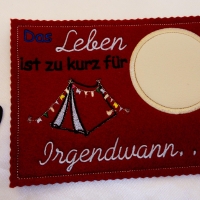 MugRug Zelt Freiheit Freizeit Camping  Geschenk Deko Kunstfilz