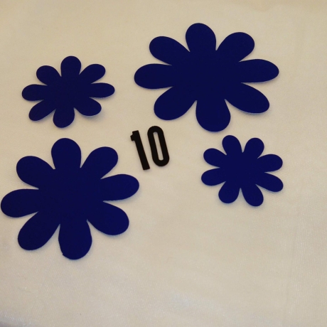 4 Blumen Blau  Kunstleder Flicken Set Basteln Patch Reparatur