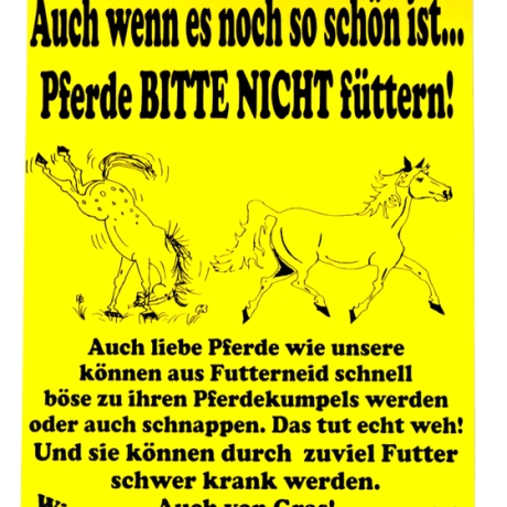 Pferdeschild füttern verboten 12,  Gravurschild 15x20 cm
