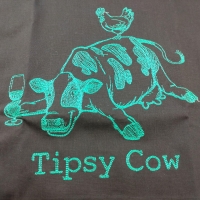 Tipsy Cow Kuh  Beutel bestickt lange Träger Beutel Einkaufen
