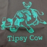 Tipsy Cow Kuh  Beutel bestickt lange Träger Beutel Einkaufen