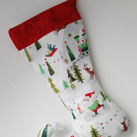 Elfen-/Nikolausstiefel Maxi Santa hellgrau/weiß  