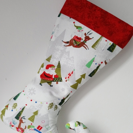 Elfen-/Nikolausstiefel Maxi Santa hellgrau/weiß  