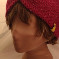Ohrwärmer gestrickt /  Stirnband Bordeauxrot mit Glitzerfaden