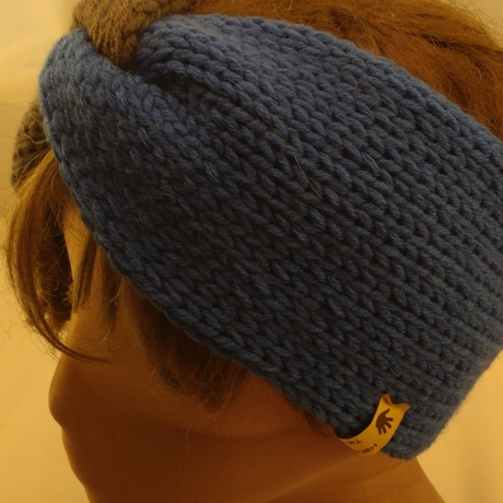 Ohrwärmer gestrickt / Stirnband my boshi No 1 Blau Grau dick