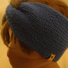 Ohrwärmer gestrickt / Stirnband my boshi No 1 Blau Grau dick